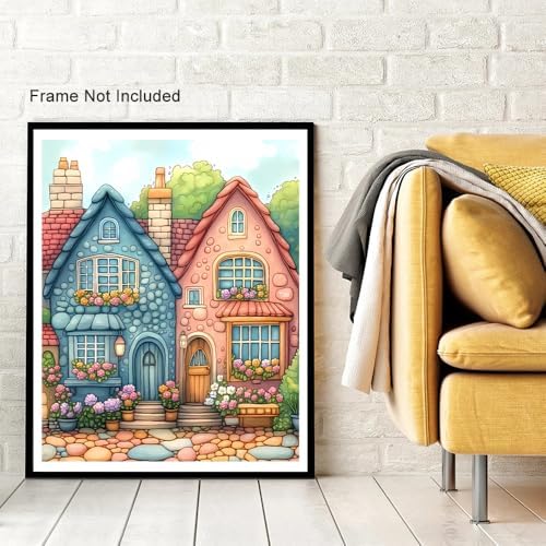 Natuyalo Paint by Numbers Kit for Adults Beginner, Lovely House Adult Paint by Number Kits on Canvas, DIY Acrylic Easy Painting by Numbers for Home Wall Decor 16x20 inch (Without Frame)