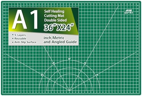 ArtAt Self Healing Cutting Mat: 24 x 36 inch Green Large 5-Ply Double-Sided Durable Non-Slip PVC Cutting Mat for Sewing Quilting Scrapbooking Art & Crafts projects…
