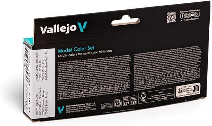 Vallejo - Model Color Face & Skin Tones Set | Modeling Acrylic Paints | 8 bottles x 18 ml (0.60 fl.oz.)
