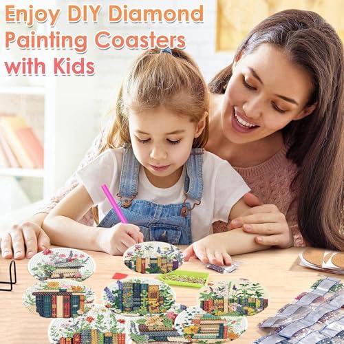 ijbnhd 8 Pcs Diamond Art Coasters Kits Books Diamond Painting Coasters