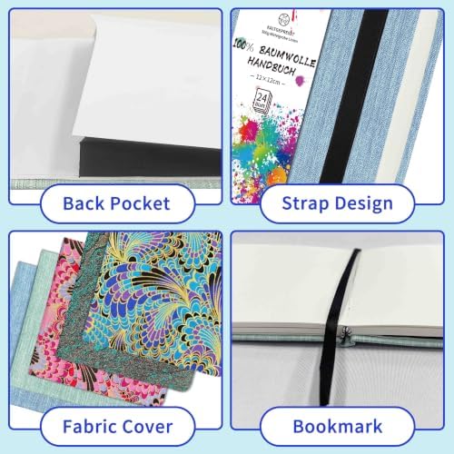 Mlife Square Watercolor Sketchbook,100% Cotton,300gsm/140lb,Acid-Free,Watercolor Journal for Artists Adults Students,4.7 * 4.7 Inches(Blue)