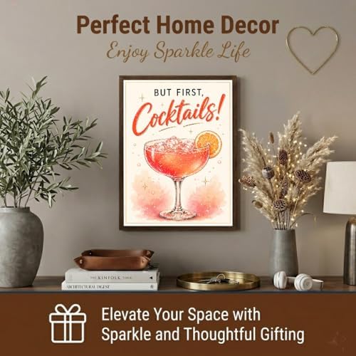 TOPCLTV Cocktail Diamond Art Kits for Adults, 5D Bar Diamond Painting
