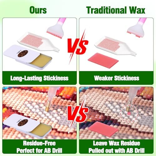 Scented Diamond Painting Wax, Handmade Natural Beeswax for Diamond Art Painting Pen, Long-Lasting Stickiness No Residue Drill Wax with Picker Tool, Diamond Art Accessories and Tools (Coffee)