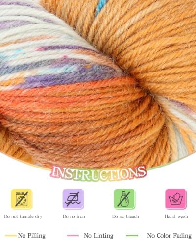 Katech 6 Pack Wool Yarn for Crocheting-Sock Yarn for Knitting Burnt Orange