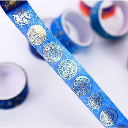 12 Rolls Galaxy Washi Tape Set, Gold Foil Decorative Masking Tape for Scrapbooking, Journal, Planner, DIY Crafts, Gift Wrapping