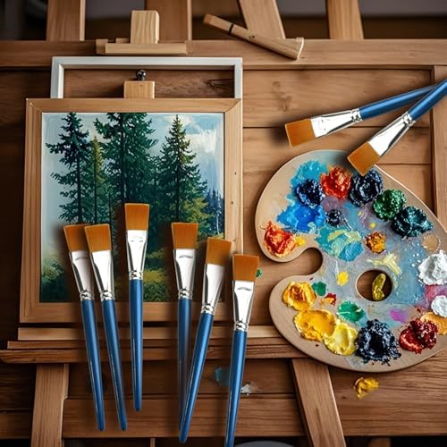 Great Andrew 12 PCS 1 inch Flat Paint Brushes for Acrylic Painting