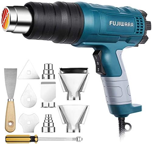 Heat Gun Kit 2000W with Dual-Temperature 5 Nozzles,Hot Air Gun 122ᵒF-1022ᵒF Heating in Seconds for DIY Shrink PVC Tubing/Wrapping/Crafts,Stripping Paint (2000W 2 Gears Temp Setting)