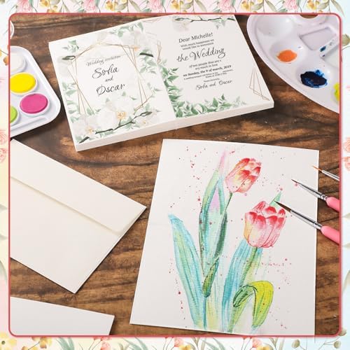20 Sets Watercolor Cards with Envelopes, 4x6 Folded, 140Lb Cold Press