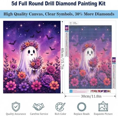 TOPCLTV Cute Ghost Diamond Art Kits for Adults, Halloween Diamond Painting