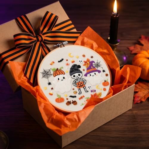 Nuberlic Halloween Embroidery Kit for Beginners Adult
