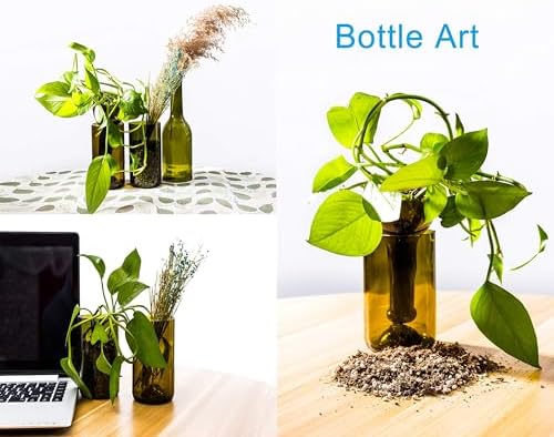 Glass Bottle Cutter, Upgraded Bottle Cutting Tool Kit for Round Bottles | 5-Wheel Bottle Stability, Adjustable Cutting Position, Spare Blade, Complete DIY Glass Cutting Kit for Round Bottles