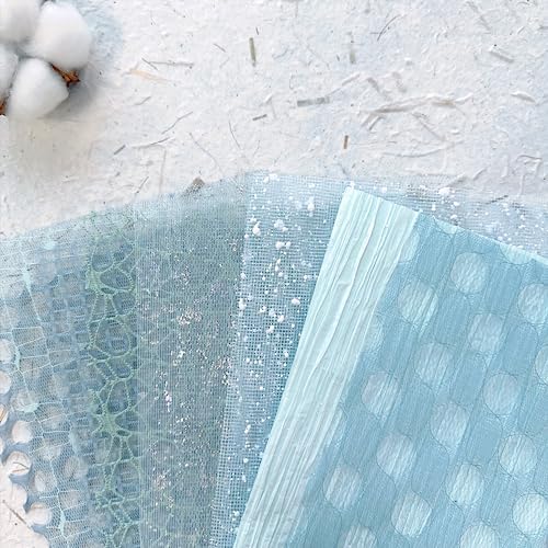 30 Pcs Handmade A5 Textured Scrapbook Paper and Mesh, Junk Journal Supplies