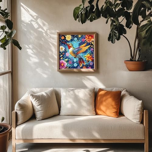 xcemhil Hummingbird Paint by Numbers Kit for Adults Beginner, Hummingbird Paint by Number for Adult, Acrylic Paint by Numbers Kits Suitable for Home Wall Art Decor Gifts 16x16 Inch