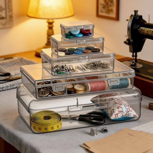 42 Pieces Mixed Sizes Rectangular Empty Mini Clear Plastic Organizer Box