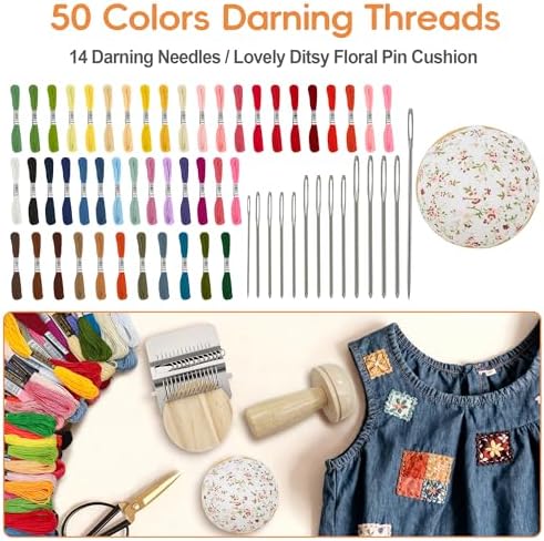 Mini Darning Loom,Handcraft DIY Weaving Repair Darning Kit for Beginner