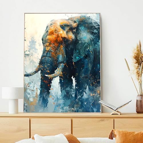 xcemhil Elephant Paint by Numbers Kit for Adults Beginner, Elephant Paint by Numbers for Adult, Acrylic Paint by Number Kits Suitable for Home Wall Art Decor Gifts 16x20 Inch
