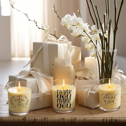 Ziliny 10 Pcs Thank You Heart Glass Candle Jars Empty Containers Bulk 7 oz Glass Jars with Cork Lids Tins for Holiday Candle Making Storing Biscuits Tea Party Favors