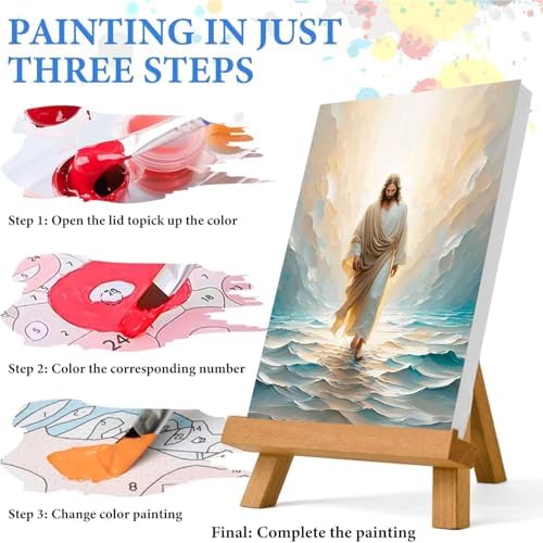 3 Pack Jesus Paint by Numbers Kit for Adults Framed Canvas, Frameworkless