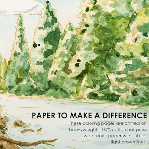 Grabie Watercolor Coloring Book, 15 A5 Cotton Sheets, Forest Themed
