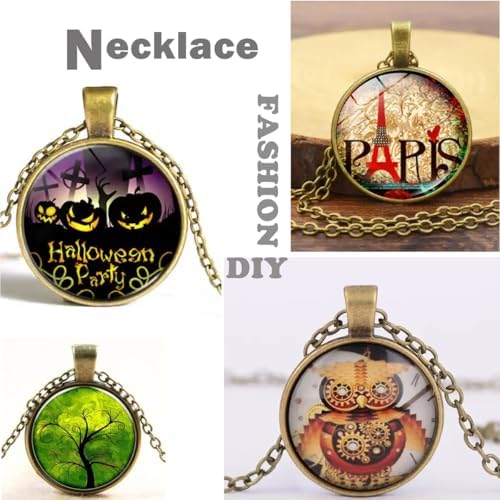 J6QIHANG Pendant Trays Set with Glass Cabochons for Jewelry Making