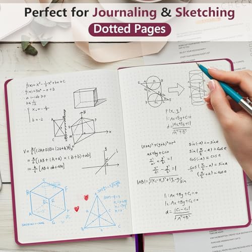 Dotted Journal 5.9"×8.5", 160 Pages Dot Grid Notebook, Bullet Journaling | Hardcover Leather Journal for Women & Men,100 Gsm Thick Paper,Medium Size, Dotted notebook for Work, School, Travel Writing