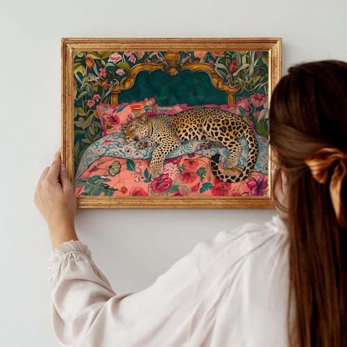 AOSGEDY Cheetah Diamond Art Kits for Adults, DIY Leopard Diamond Painting Kits for Beginner, 5D Full Drill Diamond Dots Gem Art Painting Crafts for Home Wall Decor 12x16 Inch
