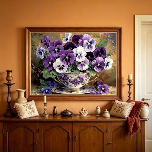 Diamond Art Kits for Adults, Purple Flower 5D Diamond Painting for Adults