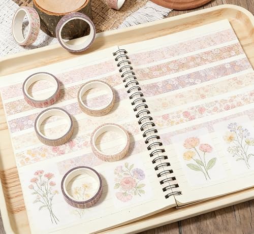 16 Rolls Vintage Washi Tape Set Thin Decorative Tapes Retro Decorative Antique Patterns Masking Tapes for Scrapbook, DIY Crafts, Bullet Journals, Gift Wrapping, Arts, Planners