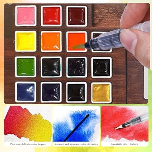 Travel Watercolor Paint Set - Pocket 15-Color Mini Art Kit with Sketch Pad
