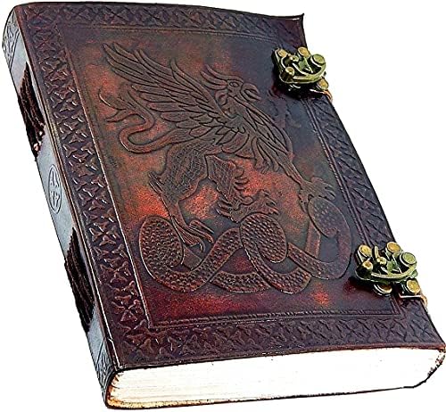 Vintage Leather Journal Sketch Book - Genuine Large Leather Bound Notepad for Men & Women Notebook 200 Pages, Handmade, 6 x 8 inch brown