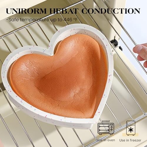 6 Inch Silicone Heart Shaped Cake Pans, Set of 3, Cream