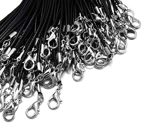 60Pcs Waxed Necklace Cord Bulk for Jewelry Making,Necklace Rope String with Clasp for DIY Bracelet Pendant,Multicolor(18 Inches and Thickness 1.5mm)