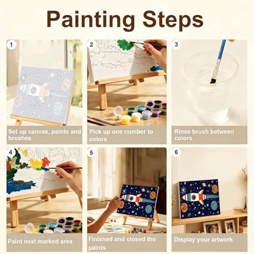Gemozaic Outer Space Paint by Numbers Kit for Kids with Frame and Easel