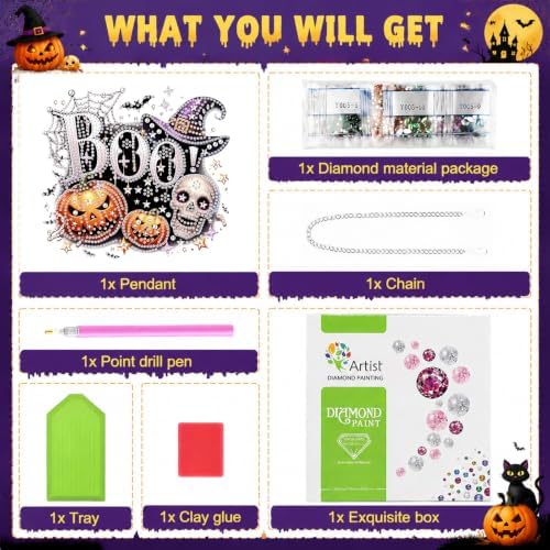 Halloween Diamond Art Hanging Kit for Adult, Diamond Art Painting 8x8inch