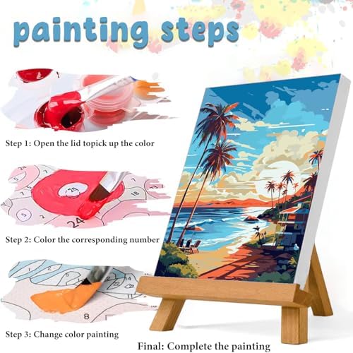 ZTOTZ Paint by Numbers kit for Adults Beach, Paint by The Numbers Beach Canvas, Seaside Landscape Acrylic Paint by Numbers kit for Adults for Decor 16x20in