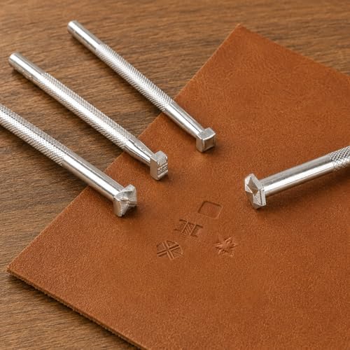 4Pcs Leather Stamps, Metal Embossing Stamping Tools for Craft Working