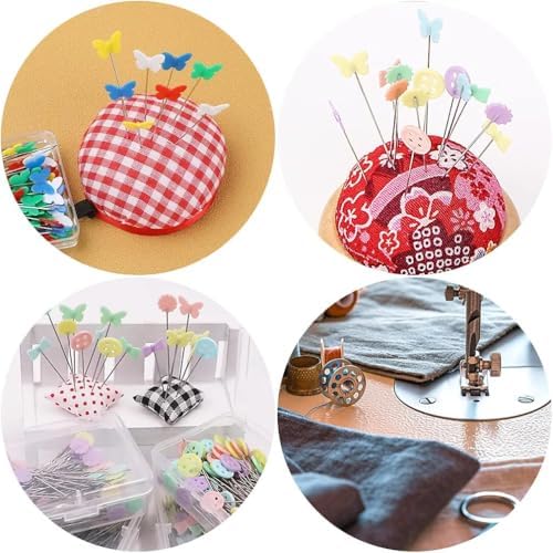 Elisel 200 pcs Multicolor Straight Pins Straight Quilting Pins Craft Positioning Pins Fixed Sewing Marker Needle for Crafting Dressmaker and Other Crafts Making (Love Hearts and Flowers)