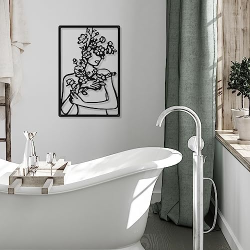 CHENGU 3 Pieces Metal Minimalist Abstract Woman Wall Art Line Drawing Wall Art Decor Single Line Female Home Hanging for Kitchen Bathroom Living Room