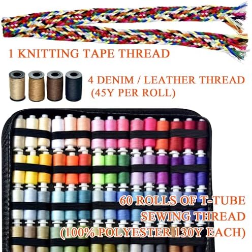 Sewing Kit with Case Portable Sewing Supplies for Home Traveler, Adults, Beginner, Emergency, Contains 60 Sewing Thread, Scissors, Needles, Measure etc（Dark Violet，XL)