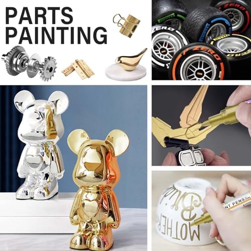 Betem 4 Gold Silver Oil Based Paint Pens, Permanent Fabric Paint Markers