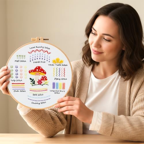 Louise Maelys 3 Pack Embroidery Kit for Beginners Learn Basic Stitches DIY