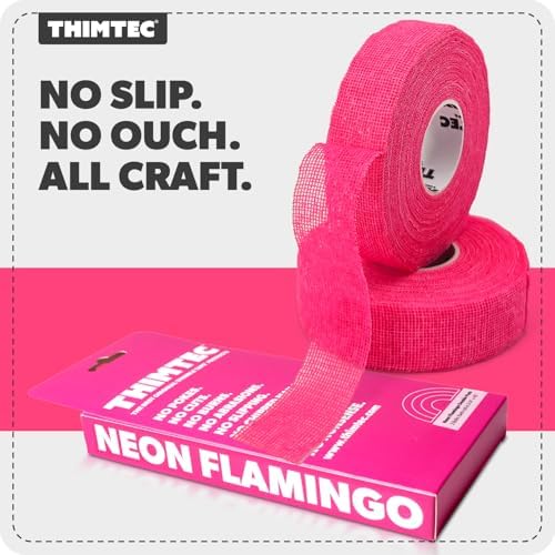 THIMTEC - The Original Thimble Tape for Hand Sewing - Fully Adjustable Nail & Finger Protector - A Smarter Alternative to Classic Knitting Thimbles - Neon Flamingo, 2-Pack