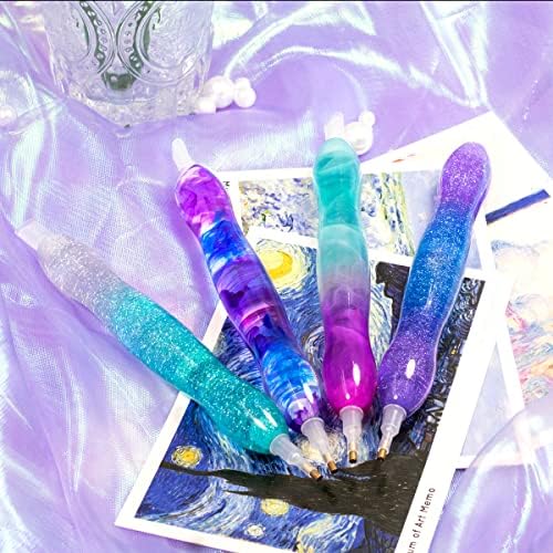 Praise V Do Diamond Art Painting Accessories Tool Kit Drill Pen, 5D Handmade Diamond Painting Drill Pen Stylus Tips Placers Heads and Glue Clays Clear Purple Blue