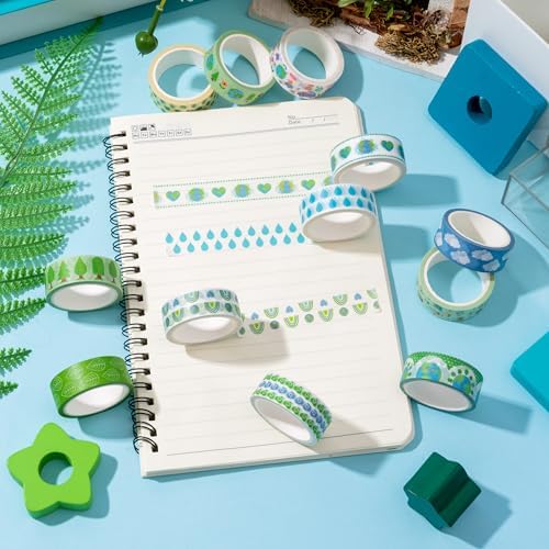 12 Rolls Eco-Friendly Tree Raindrop Rainbow Scrapbook Washi Tape