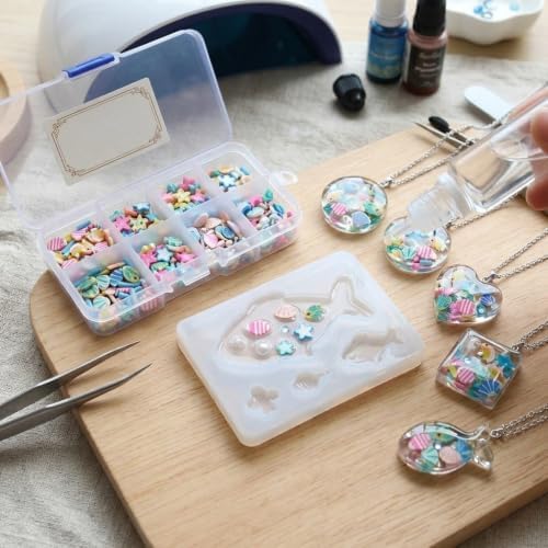 100G Polymer Clay Sprinkles for Crafts, 3D Fimo Assorted Slices Embellishments for DIY Crafts Nail Art Lip Gloss Supplies Cellphone Decoration Accessories (Blue)