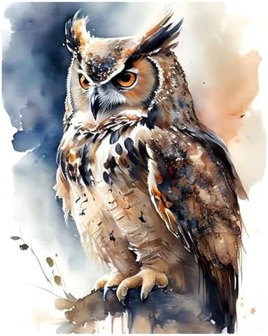 xcemhil Owl Paint by Numbers Kit for Adults Beginner, Owl Paint by Number for Adult, Acrylic Paint by Numbers Kits Suitable for Home Wall Art Decor Gifts 16x20 Inch