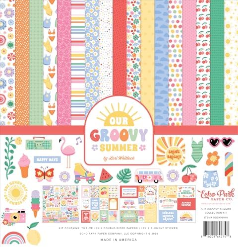 Our Groovy Summer Collection Kit for Cardmaking and Scrapbooking, 12x12 Double Sided Paper Kit