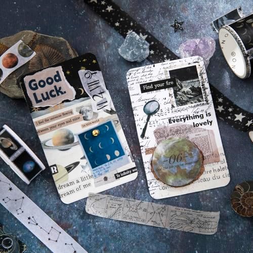 18 Rolls Celestial Washi Tape Set Galaxy washi Tape for Crafts and Journaling DIY washi Tape for journaling Decorative Tape for Scrapbook Scrapbooking Supplies