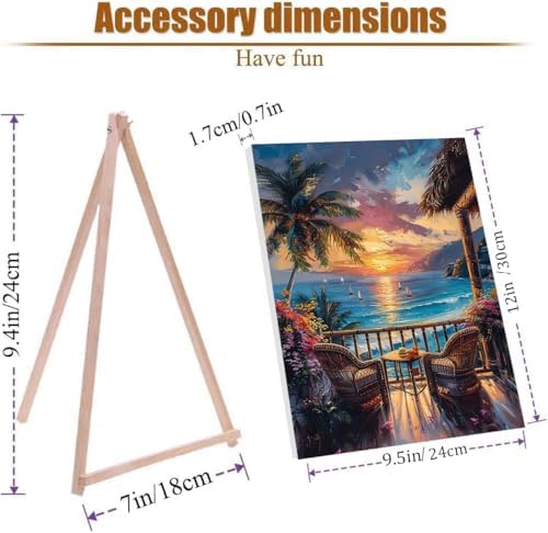 VIGEGU 4 Pack Landscape Paint by Numbers Kit for Adults with Framed,Beach Paint by Number with Wooden Easel DIY Acrylic Oil Painting,for Wall Decor 9x12inch