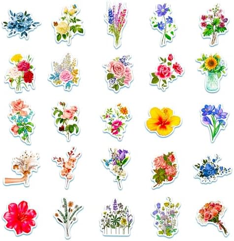 DothRayan Flower Stickers for Kids Teens Girls, 100Pcs Waterproof Flower Stickers for Water Bottle Laptop